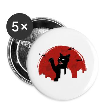 Monster Cat - Buttons large 2.2''/56 mm (5-pack) - white - Front