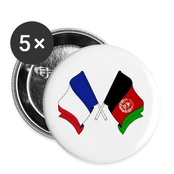 Flagge Frankreichs und Afghanistans - Buttons groß 56 mm (5er Pack) - Weiß - Vorne
