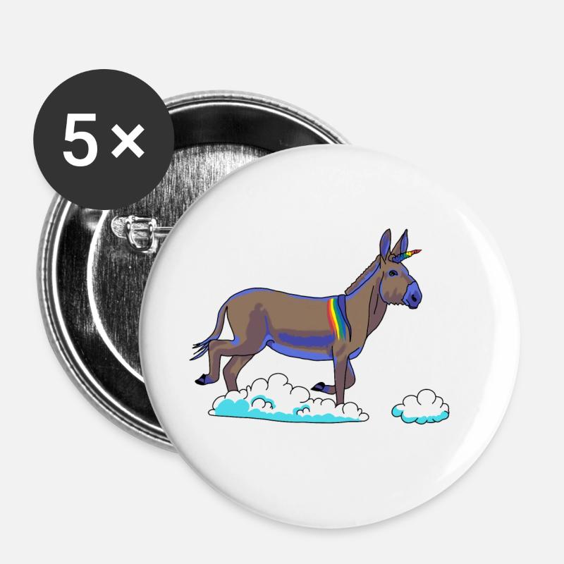 Rainbow Unicorn on Clouds - Buttons large 2.2''/56 mm (5-pack) - white