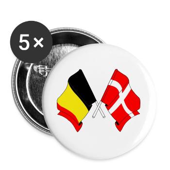 Flag of Belgium and flag of Denmark - Buttons large 2.2''/56 mm (5-pack) - white - Front