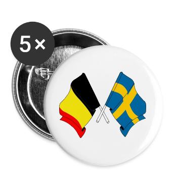 Flag of Belgium, flag Sweden - Buttons large 2.2''/56 mm (5-pack) - white - Front