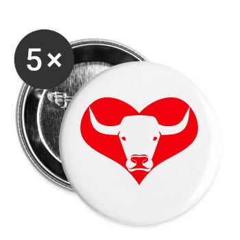 a heart for bulls, cattle, cows - Buttons large 2.2''/56 mm (5-pack) - white - Front