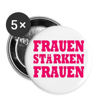 frauen stärken frauen - Buttons groß 56 mm (5er Pack) - Weiß - Vorne