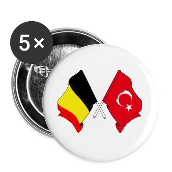 Flag Belgium, flag Turkey - Buttons large 2.2''/56 mm (5-pack) - white - Front