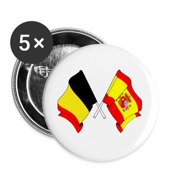 Drapeau Belgique, drapeau Espagne - Lot de 5 grands badges (56 mm) - blanc - Devant