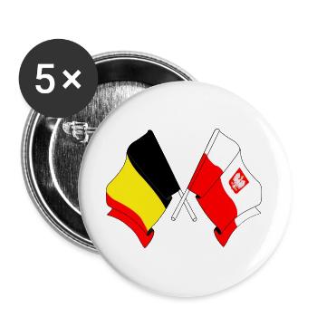 Flag Belgium, flag Poland - Buttons large 2.2''/56 mm (5-pack) - white - Front