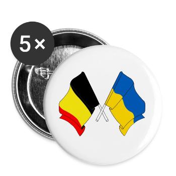 Flag Belgium, flag Ukraine - Buttons large 2.2''/56 mm (5-pack) - white - Front