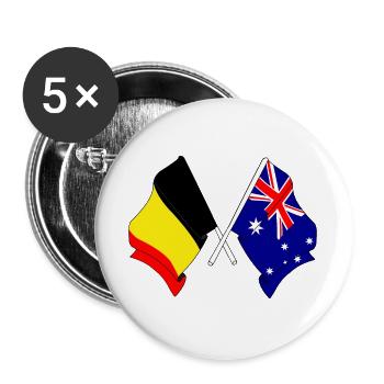 Cardio-Herz Flagge Belgien, Flagge Australien - Buttons groß 56 mm (5er Pack) - Weiß - Vorne