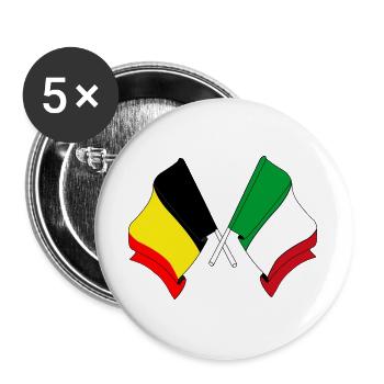 Flag Belgium, flag Italy - Buttons large 2.2''/56 mm (5-pack) - white - Front