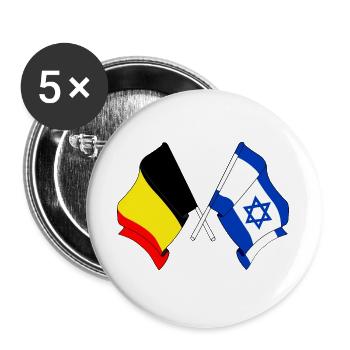 Flag Belgium, flag Israel - Buttons large 2.2''/56 mm (5-pack) - white - Front
