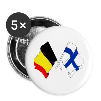 Flag Belgium, flag Finland - Buttons large 2.2''/56 mm (5-pack) - white - Front