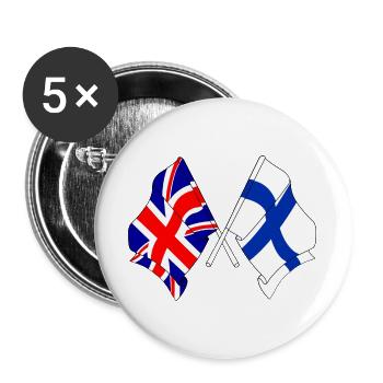 Flagge England, Flagge Finnland - Buttons groß 56 mm (5er Pack) - Weiß - Vorne