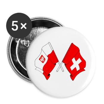 Flag Poland, flag Switzerland - Buttons large 2.2''/56 mm (5-pack) - white - Front
