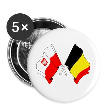 Flag Poland, flag Belgium - Buttons large 2.2''/56 mm (5-pack) - white - Front