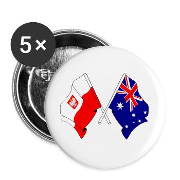 Flag of Poland and flag of Australia crossed - Buttons large 2.2''/56 mm (5-pack) - white - Front