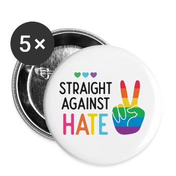 LGBT Pride Month - Direkt gegen Hass - Buttons groß 56 mm (5er Pack) - Weiß - Vorne
