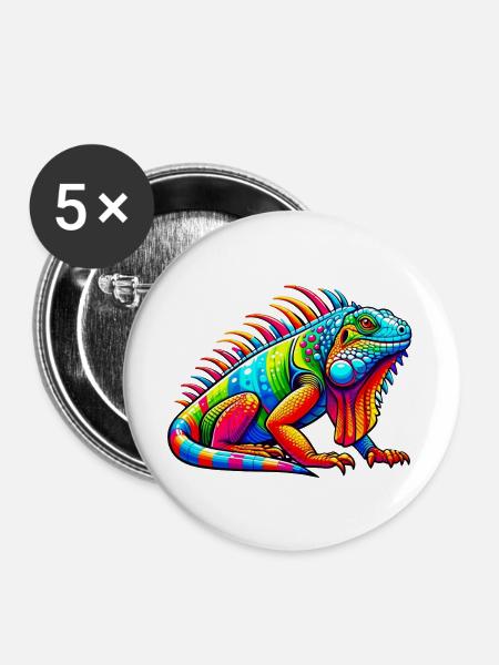 Leguan - Buttons groß 56 mm (5er Pack) - Weiß