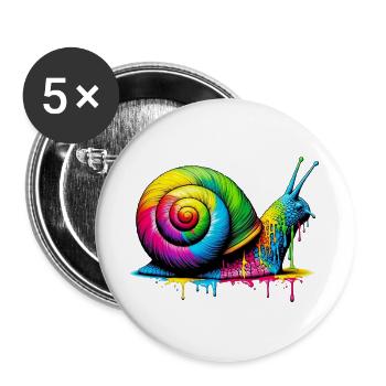 Schnecke - Buttons groß 56 mm (5er Pack) - Weiß - Vorne