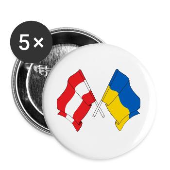 Drapeau Autriche drapeau Ukraine - Lot de 5 grands badges (56 mm) - blanc - Devant