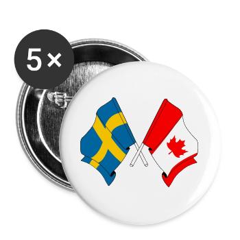 Flag Sweden, flag Canada - Buttons large 2.2''/56 mm (5-pack) - white - Front