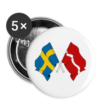 Schweden-Flagge, Lettland-Flagge - Buttons groß 56 mm (5er Pack) - Weiß - Vorne