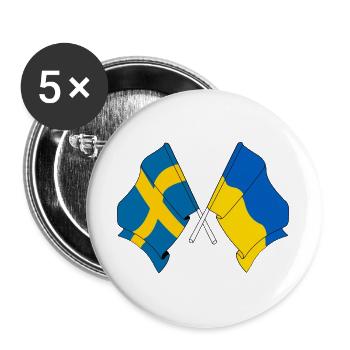 Flag Sweden, flag Ukraine - Buttons large 2.2''/56 mm (5-pack) - white - Front