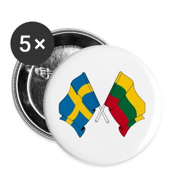 Flagge Schweden, Flagge Litauen - Buttons groß 56 mm (5er Pack) - Weiß - Vorne