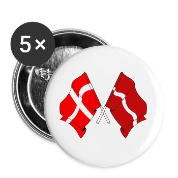 Drapeau Danemark, drapeau Lettonie - Lot de 5 grands badges (56 mm) - blanc - Devant