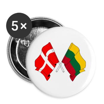 Drapeau Danemark, drapeau Lituanie - Lot de 5 grands badges (56 mm) - blanc - Devant