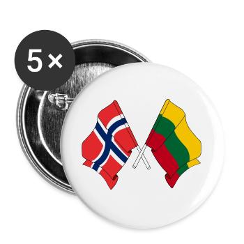 Drapeau Norvège, drapeau Lituanie - Lot de 5 grands badges (56 mm) - blanc - Devant