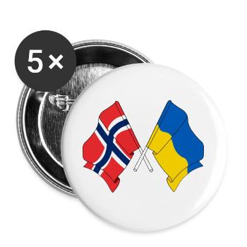 Drapeau de la Norvège, drapeau de l’Ukraine - Lot de 5 grands badges (56 mm) - blanc - Devant