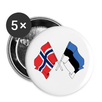 Drapeau de la Norvège, drapeau de l’Estonie - Lot de 5 grands badges (56 mm) - blanc - Devant
