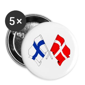 Drapeau Finlande, drapeau Danemark - Lot de 5 grands badges (56 mm) - blanc - Devant