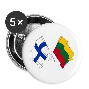 Flag Finland, Flag Lithuania - Buttons large 2.2''/56 mm (5-pack) - white - Front
