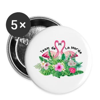 Tropical Flamingo Bridal Team - Buttons large 2.2''/56 mm (5-pack) - white - Front