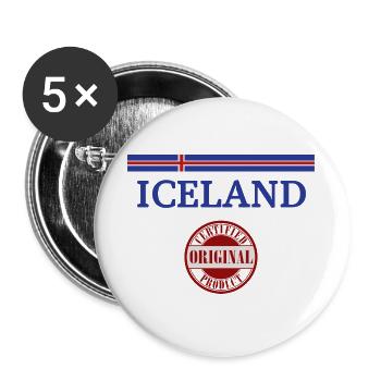 Flag of Iceland, Icelandic pride - Buttons large 2.2''/56 mm (5-pack) - white - Front