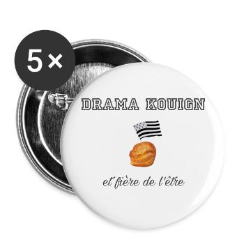 Fière d être une drama kouign Dark Grey - Lot de 5 grands badges (56 mm) - blanc - Devant