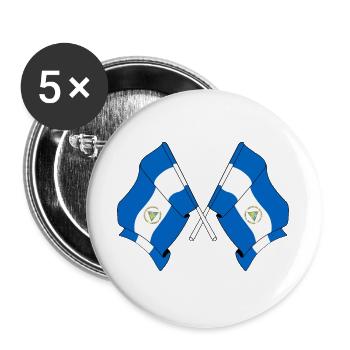 Zwei Flaggen Nicaragua - Buttons groß 56 mm (5er Pack) - Weiß - Vorne