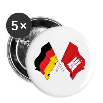 Drapeau de l’Allemagne drapeau de Hambourg croisé - Lot de 5 grands badges (56 mm) - blanc - Devant