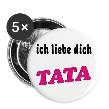 ich liebe dich TATA - Lot de 5 grands badges (56 mm) - blanc - Devant