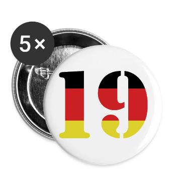 19 Numéro Jersey Allemagne - Lot de 5 grands badges (56 mm) - blanc - Devant