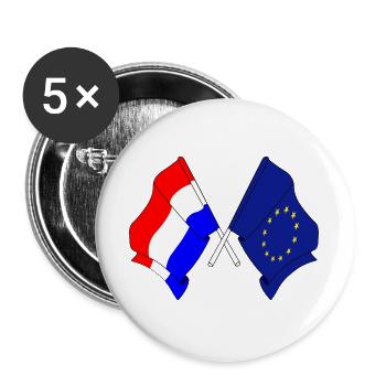 Drapeau des Pays-Bas, drapeau de l’Europe - Lot de 5 grands badges (56 mm) - blanc - Devant