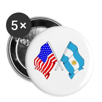 Flag USA and flag Argentina - Buttons large 2.2''/56 mm (5-pack) - white - Front