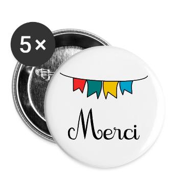 GELIEBTE. VIELEN DANK. DANKE HERRIN - Buttons groß 56 mm (5er Pack) - Weiß - Vorne