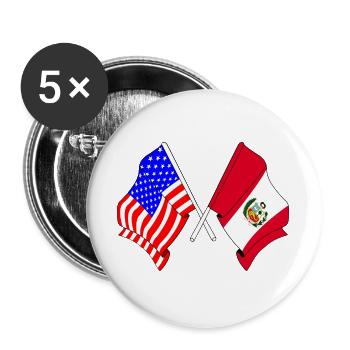 Flag USA and flag Peru - Buttons large 2.2''/56 mm (5-pack) - white - Front