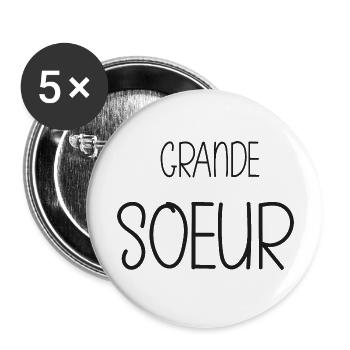 grande sœur - frangine - Lot de 5 grands badges (56 mm) - blanc - Devant