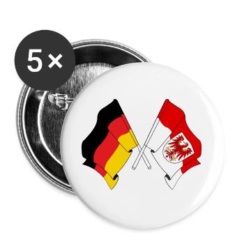Flagge Deutschland, Brandenburg gekreuzt - Buttons groß 56 mm (5er Pack) - Weiß - Vorne