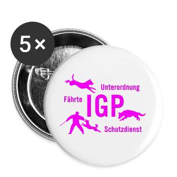 IGP Hundesport - pink - Buttons groß 56 mm (5er Pack) - Weiß - Vorne