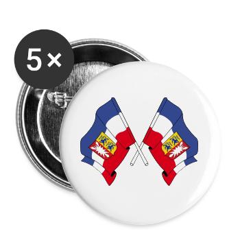 Two flags Schleswig Holstein - Buttons large 2.2''/56 mm (5-pack) - white - Front