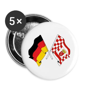 Flagge Deutschland, Bremen - Buttons groß 56 mm (5er Pack) - Weiß - Vorne